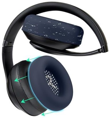 SOULWIT Silicone Earpads Cover for Beats Studio 2/3/Pro Wired/Wireless Over-Ear Headphones, Protective, Sweatproof, Washable, Durable Ear Pads Cushion Protector - Navy Blue