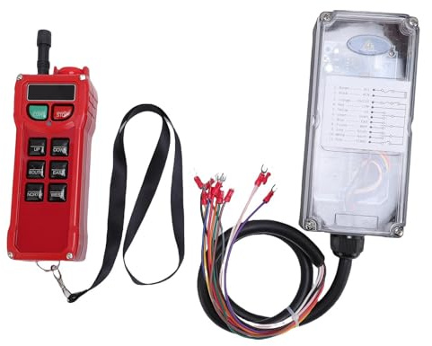 Marhynchus 8 Button Wireless Crane Remote Control, Industrial Hoist Controller with Emergency Stop Switch for Bridge Crane Overhead Tower