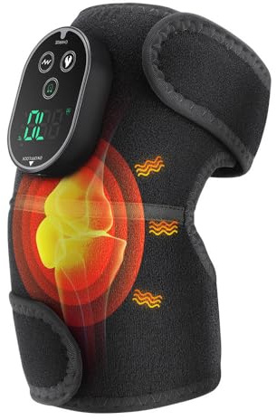 Cordless Heated Knee Massager Rechargeable Heat Pads Knee Pain Relief with 6 Levels, 3 Modes, Timer & Adjustable for Knee, Shoulder & Elbow