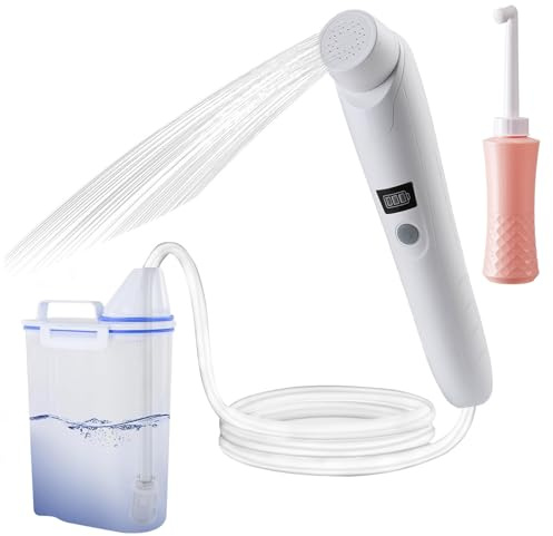 Portable Travel Bidet Set, Electric Rechargeable Handheld Bidet Sprayer mit 2.5L Water Tank and Squeeze Momwasher Peri Bottle, Muslim Shower, Outdoor Camping Toilet, Personal Hygiene & Postpartum Care
