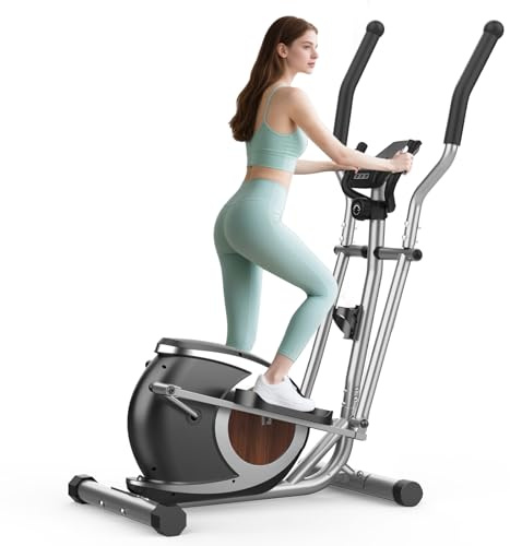 Cowmew Magnetischer Crosstrainer für Zuhause mit Bluetooth-LCD-Display | 16 Widerstandsstufen Ultra‑leiser Ellipsentrainer, 6KG Schwungrad , Pulsmessung, Heimfitness Elliptical Stepper