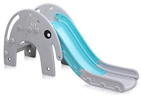 Baby Vivo Kinder Rutsche Kinder Rutsche Gartenrutsche Kleinkinderrutsche Kunststoff Elefant abgerundete Ecken & Kanten für Indoor & Outdoor in Türkis/Grau