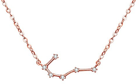 Clearine Halskette Sternzeichen 925 Sterling Silber Cubic Zirconia Sternbilder 12 Horoskop Astrologie Anhänger Kette Klar für Damen Mädschen