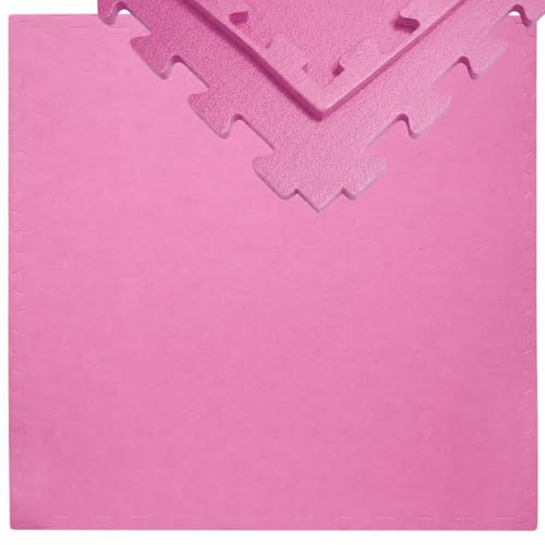 EYEPOWER Tappetino Puzzle per Sport 90x90cm incl Cornice Eva Spesso 12mm Tappeto Protezione Pavimenti Estensibile Rosa