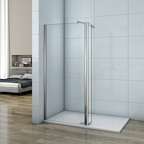120x200cm Walk in Duschwand Duschtrennwand 8mm Easy-clean Nano Glas Duschabtrennung mit 30cm Flipper Panel F123