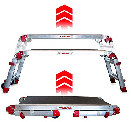 Faraone - Plataforma de Trabajo PLA.T - Plataforma Plegable - 147x53x19cm - Regulable en Altura - Plataforma con Ruedas - Amplio Plano de Trabajo - para Uso Profesional - Ligera y Robusta