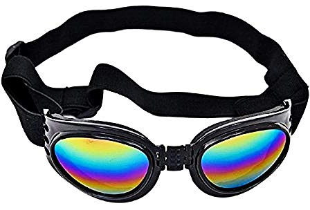 LoveLegis Hundesonnenbrille - elastisch - verstellbar - klappbar - UV400-Schutz - schwarz - Weihnachts- und Geburtstagsgeschenkidee