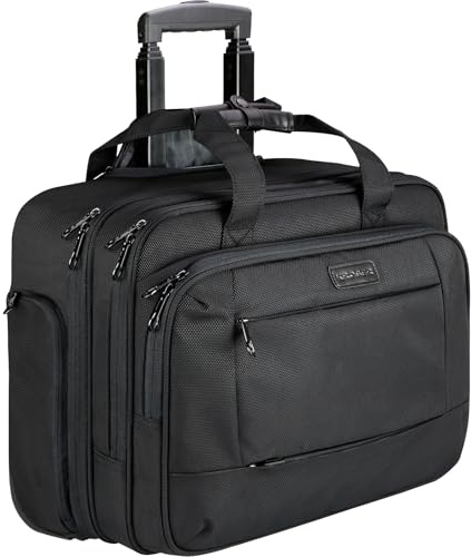 KROSER Rolling Laptop Bag for Men Women, Rolling Laptop Wheeled Briefcase for Business Fits Up to 17.3 Inch Laptop, Water-Repellent Wheeled Computer Bag Roller Case with RFID Pockets for Travel
