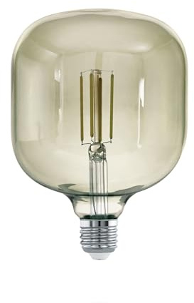 EGLO LED E27 dimmbar, Smoky Vintage Glühbirne in MID SIZE Ø 12,5 cm, LED Lampe für Retro Beleuchtung, 4 Watt (entspricht 33 Watt), 380lm, E27 LED warmweiß, 3000 K, Leuchtmittel, Edison Glühbirne, T125