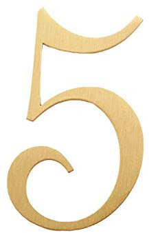 TentHome Hausnummer Messing Türnummer Zahlen selbsklebende Briefkastenzahlen edles 3D Nummer 5cm Gold für Hausschild Türschild Adressschild Wohn- und Briefkastenschilder (5)