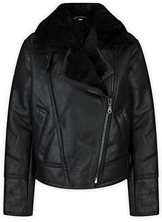 TruClothing.com Damenjacke 100% Echtleder Biker Aviator Piloten Still Schaffell Jacke