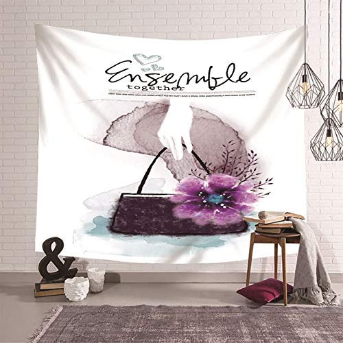 Bishilin Wandteppich Jugendzimmer, Tapisserie Vorhang Modern Handtasche mit Blumen 260x240CM Wandbehang Wandteppiche Wohnzimmer