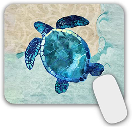 AOKSUNOVA Tappetino per mouse piccolo con motivo animale, 24 x 20 x 0,3 cm, motivo tartaruga marina, colore: blu | Design salvaspazio, superficie piacevole, comodo da usare e adatto per ufficio, viaggi e piccole scrivanie