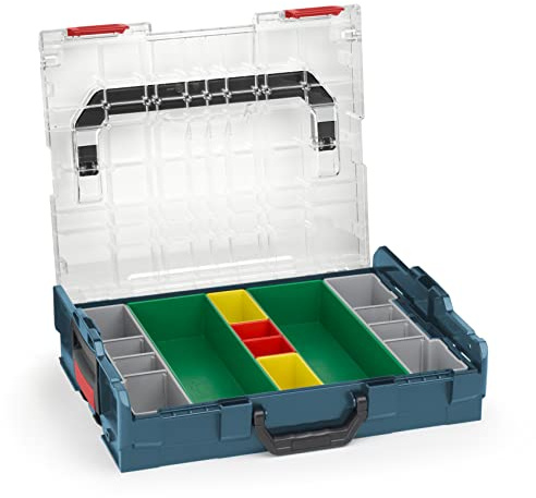 Bosch Sortimo Sortimentskasten L BOXX 102 professional blau Deckel transparent mit Insetboxen-Set G3 | Sortierboxen für Kleinteile | ideale Kleinteile-Aufbewahrung System