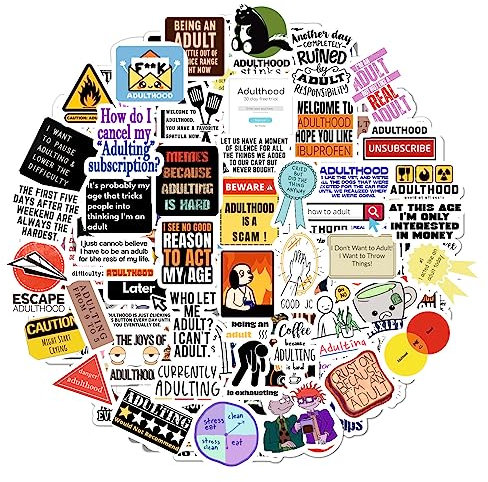 BulbaCraft 100Pcs Funny Adulting Stickers, Adulting is Hard Stickers, Funny Decals for Adults, Adult Reward Decals, Gifts for Women & Men