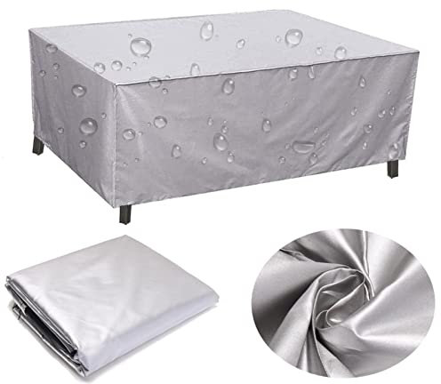 HSFFBHFBH Abdeckung für Gartenmöbel, Alle Größen 90x90x70cm Silber Winddicht UV-Beständiges Wasserdicht Schwerlast 420 Oxford Gewebe Schutzhülle für Gartentisch Sitzgruppe Rechteckig