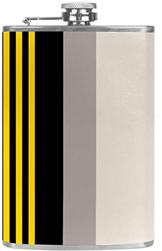Flasque avec entonnoir Flacons personnalisés,Motif à rayures moderne,Petit flacon portatif en acier inoxydable pour l'alcool
