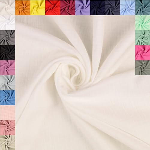 fingsi Musselin Baumwollstoff Webware Meterware Coupon (natur, 1,0m) (5004) + 23 weitere Farben