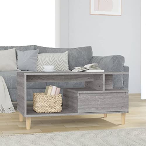 BUKSCYJS Mittel Beistelltisch,Tisch Wohnzimmer Moderncouchtisch Grau Sonoma 90x49x45 cm Holzwerkstoffgeeignet FüR Wohnzimmer, Neben Dem Sofa, Arbeitszimmer, Konferenzraum