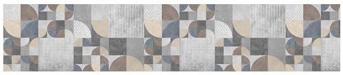 wandmotiv24 Fototapete panorama Abstrakte Geometrik, selbstklebendes Vlies 150g - Mittel (250x50cm) retro, Zement Textur, grau, abstrakt, Geometrik M0054