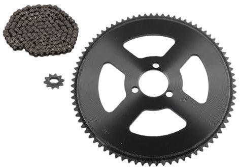 Prevessel Kit de Chaîne et Pignon, 80T 25H 34mm, Pignon à 3 Trous, Pignon de Chaîne à Trou 10T H, Chaîne 146 Maillons