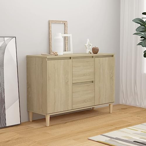 Homgoday Aparador, Buffet Moderno, Armario Auxiliar Comedor,Aparador de Madera contrachapada Roble Sonoma 103,5x35x70 cm Cómoda con 2 cajones Armario de Cocina para Dormitorio