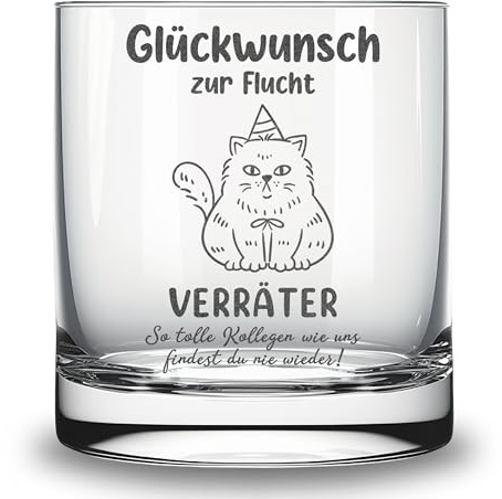 Glas mit Gravur zum Abschied Kollegin Kollege lustiges Geschenk Verabschiedung Abschiedsgeschenk Kollegen Jobwechsel neuer Job Verräter