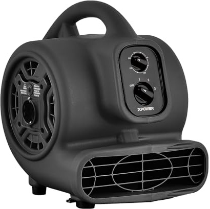 XPower Mighty Centrifugal Air Mover, Carpet Dryer, Floor Fan, Blower, Stackable, Daisy Chain, for Water Damage Restoration, Janitorial, Plumbing, Home Use (Schwarz, P-230AT 700CFM)
