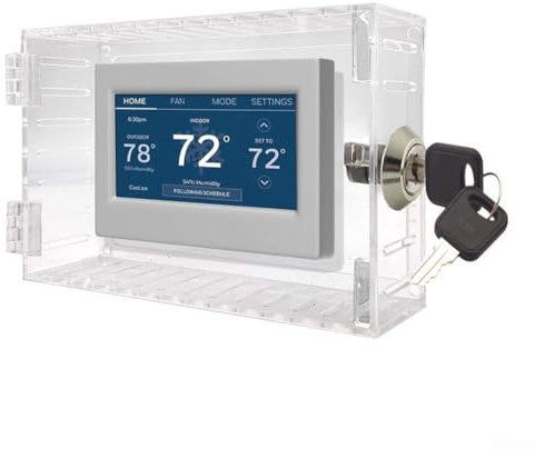 YUANGANG Thermostat Lock Box With Keys Tamper Proof Thermostat for PROTECTION Box Locking Cover With 2 Keys ABS Material Transparent Guard Box With Lock Protective Cover 20 * 12 * 5.7cm