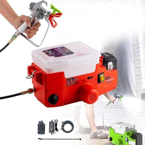 Pulverizador de pintura sin aire con mochila, pulverizador de pintura de pared inalámbrico de alta presión de 15 Mpa con manguera de 1,5 m, pistola pulverizadora de pared de 1,1 l/min, 500 W, capaci