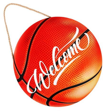 Zerodeko Round Welcome Sign for Basketball Team Decorative Wall Plaque for Home Office Sports Room Unique Basketball Decor for Fans and Players
