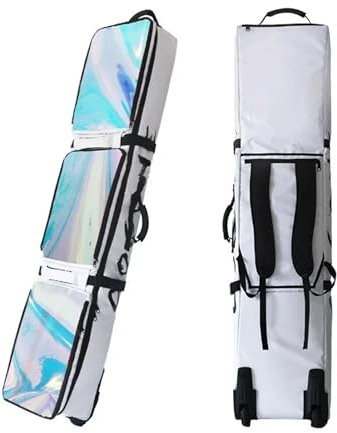 GSCLZ Snowboard-Tasche, gepolsterter, wasserdichter Skischuh-Rucksack aus Aluminiumfolie mit Rollen(White)