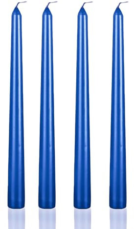 Scentoria Blaue Kerzen, 4 Stück Metallisch Blaue Stabkerzen, Höhe 25 cm, Ø 1,8 cm, Bunte Spitzkerzen für Bankett, Hochzeit