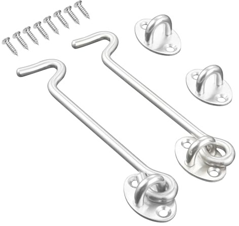 DRELD 2 Stück 304 Edelstahl Türhaken Verriegelung mit 8 Befestigungsschrauben Tür Catch Hardware für Yard Gate, Zaun, Garage, Scheune Tür, Schuppen, Fenster, Schrank (6 Zoll/15,2 cm)