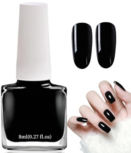 Matte Black Nail Polish - Quick-Dry, Long-Lasting Water-Based Varnish for DIY Manicure and Nail Art