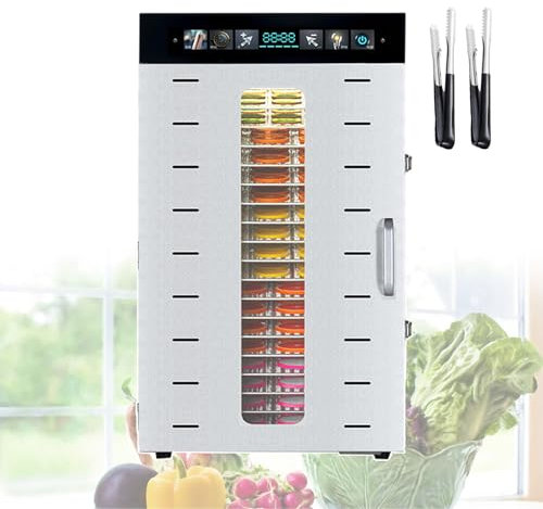 Deshidratador Eléctrico De Alimentos De 16/20 Capas, Máquina Secadora De Frutas Y Carne Con 2 Pinzas Para Frutas Y Luz Cálida Incorporada, Máquina Secadora De Alimentos Eléctrica,20-layer