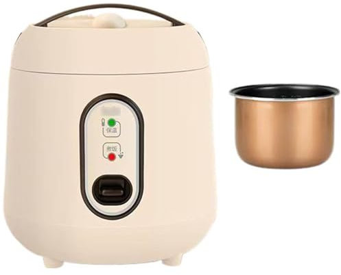 Light Khaki,2 L,Mini cuociriso per 1-4 Persone, cuociriso Piccolo da 1,2L-2L, Design Pratico con Maniglia, spatola e misurino, pentola Interna Antiaderente, per Cucinare Riso e Porridge
