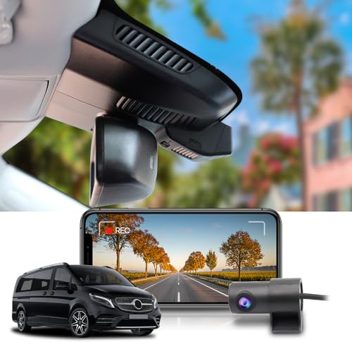 Fitcamx Dashcam Vorne Hinten 2160P + 1080P Passend für Mercedes Benz V-Class EQV Vito eVito 2015-2023 (HD2-6112), OEM Dashcam 4k UHD Video WiFi, G-Sensor, Loop-Aufnahm, WDR Auto Camera, 128GB Karte