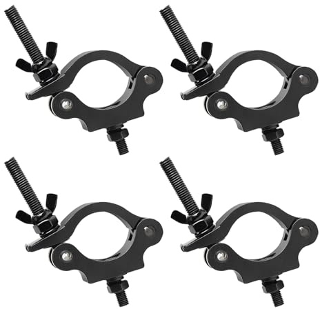 jindaaudio Black Clamps for Lights, Stage Lighting Accessories（4pack), Lighting O Clamps, Quick Release Truss Clamp, 40-52mm (1.57-2.05) Half Coupler Mounting Bracket, Stage Light Clamp