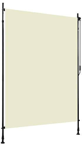 Estor enrollable para exteriores, para patio, pérgola, resistente al calor y a la decoloración, vertical, para balcón, porche, 150 x 270 cm, color crema