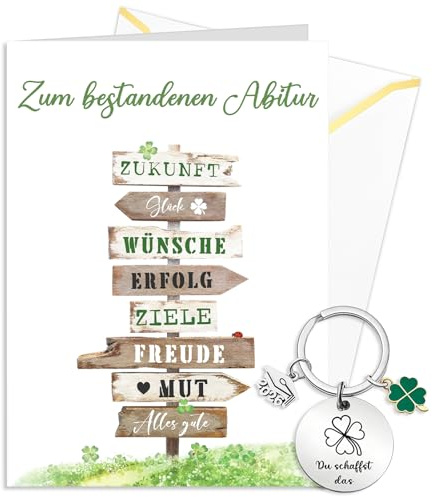 GluckGeschenk Karte Abitur 2026, Glückwunschkarte Abitur mit Umschlag, Abi Karte zum Bestandenen für Mädchen und Junge, mit Spruch 13X18cm