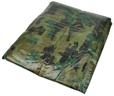 Heavy-Duty Camouflage Tarpaulin, 90g/sqm, Military Pattern, Waterproof Cover with Grommets, UV Protection, Universal, Multipurpose, Various Size (3m x 3m)