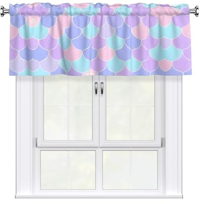 Qwvbn Mermaid tattoo Drapery Through Rod Short Curtains Durable for Kitchen Bathroom Living Room Window