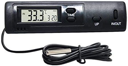 Thermomètre de voiture numérique 12 V avec affichage numérique LCD rétroéclairé pour intérieur et extérieur