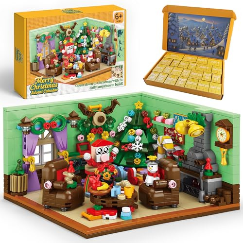 Rubypop Advent Calendar 2025 Building Blocks for Kids, 24 Day Christmas Countdown Calendar Living Room Building Blocks Toys with 700PCS, Holiday Toy Gift for Kids Teens Boys Girls