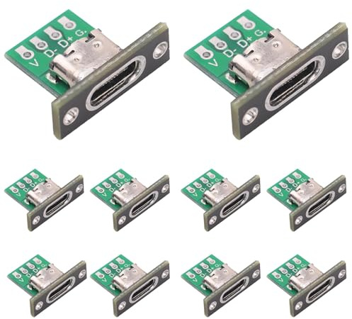 PENGLIN 10PCS connecteur USB C à souder avec Carte PCB Noire, Adaptateur de Carte de dérivation Femelle de Remplacement pour Port USB Type C