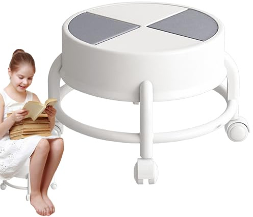 Taburete con ruedas de asiento bajo – Silla rodante de baja altura con ruedas, taburete móvil resistente con ruedas giratorias de 360° para salón, hogar