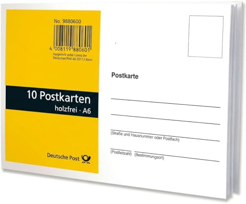 HeiGroup Deutsche Post Postkarten-Block blanko: 30× DIN-A6-Karten zum Bemalen, Beschriften & Verschicken – ideal für Helium-Luftballons & Grußkarten