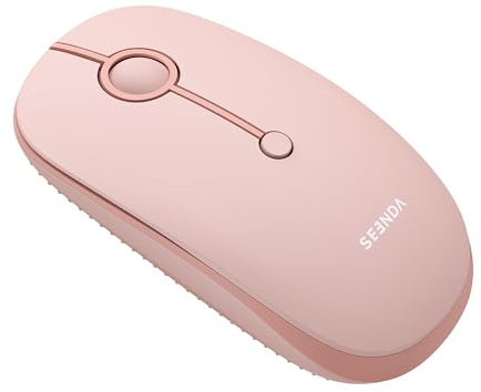 seenda MOU001 Bluetooth Maus, Leise, 3 Geräte Verbindung, Rosa | USB + Dual-Bluetooth, 3 DPI-Stufen bis 2400, ergonomisch, Symmetrisches Design, Für Windows, Mac, Android, iOS