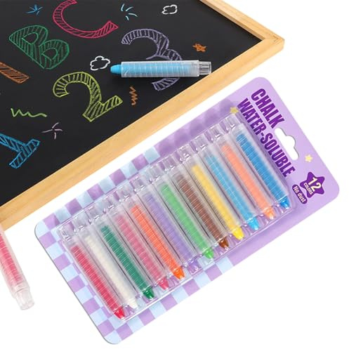 Gesso Per Lavagna – Biossido Di Titanio ABS 12 Colori | Gessetti Senza Polvere Scrittura Giocattoli Bambini | Scuola Lavagna Bianca Arte Su Marciapiede Gioco Natale Compleanno Aula Casa
